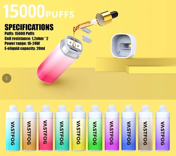 WASTFOG 15000 Puffs Wegwerp Vape Groothandel met hoge capaciteit Duurzaam bouwen