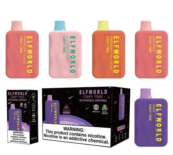 ELFWORLD Caky 7000 Puffs Wegwerp Vape Groothandel Compact Duurzaam Vape-ontwerp