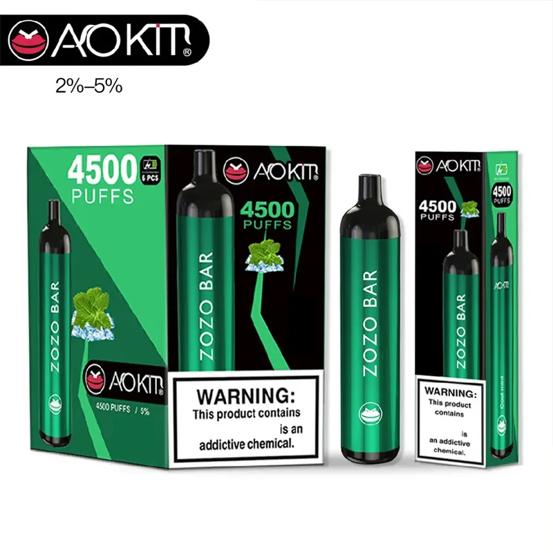 Aokit ZOZO Bar 4500 Puffs Vape desechable al por mayor de alta capacidad de construcción duradera