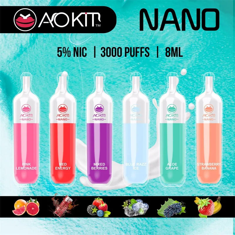 Aokit NANO 3000 Puffs Vape monouso all'ingrosso Design compatto di lunga durata