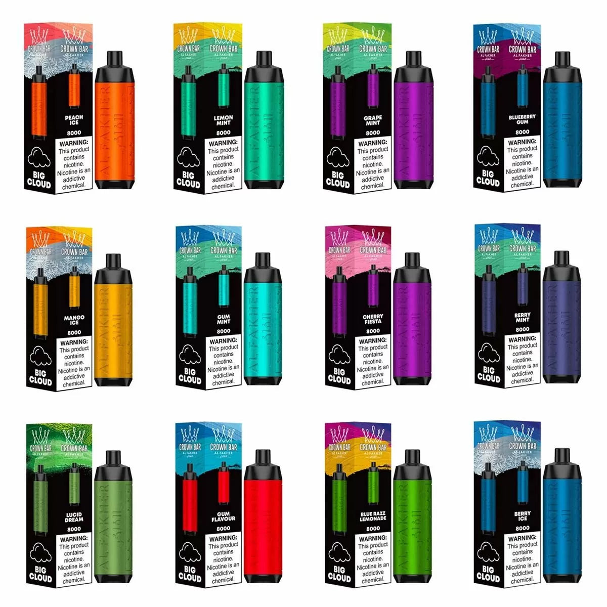 Al Fakher Crown Bar 8000 Puffs Rechargeable Disposable Vape Wholesale Lightweight Portable Solution