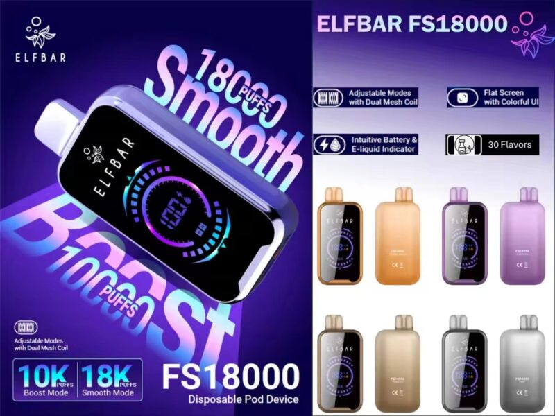 Elfbar FS18000 Disposable Pod Device Wholesale – 18,000 Puffs, Rechargeable, 12mL E-Liquid, Bulk Pods for Middle East and Pakistan 1