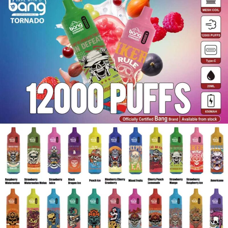 Bang Tornado 12000 Puffs Disposable Vape Wholesale – Compact Design, 12,000 Puffs, Durable Build for Wholesale