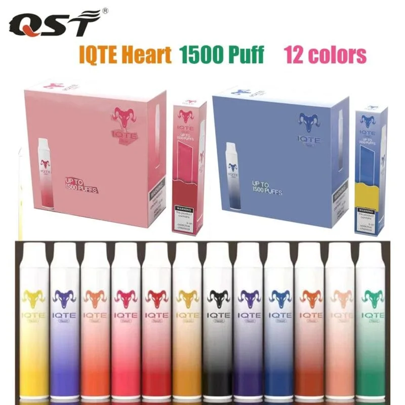 IQTE Hart 1500 Puff Wegwerp Vape Groothandel Compact Hoge Nicotine Sterkte