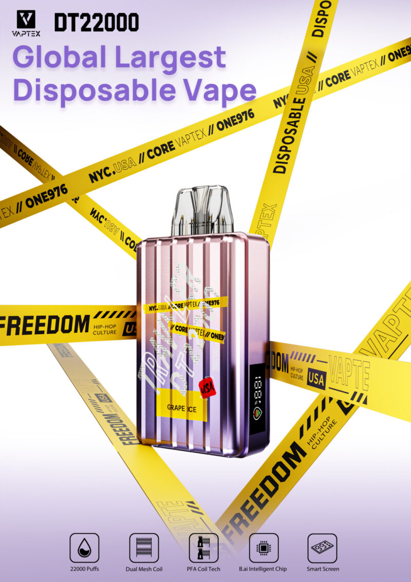 Vaptex DT22000 22000 Puffs Disposable Vape Wholesale High Capacity Smooth Vapor Delivery 1