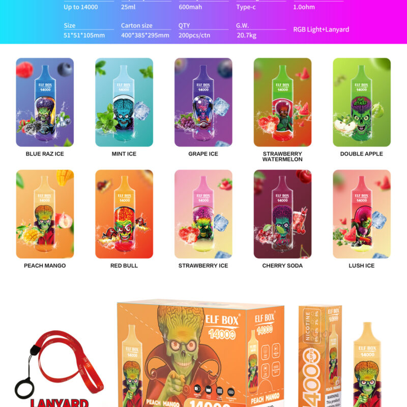 ELF BOX RGB14000 Pro Long-Lasting Disposable Vape Wholesale – 14,000 Puffs, RGB Features, 16mL Capacity, Bulk Ready - Image 18